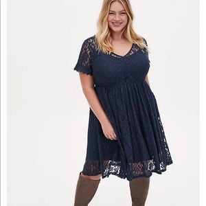 Torrid Navy Lace Skater Dress in size 10 NWT